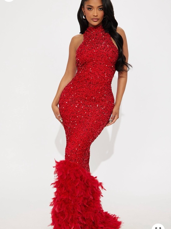 Fashion Nova Dresses & Skirts - Fashion Nova Zoey Feathered Sequin Gown